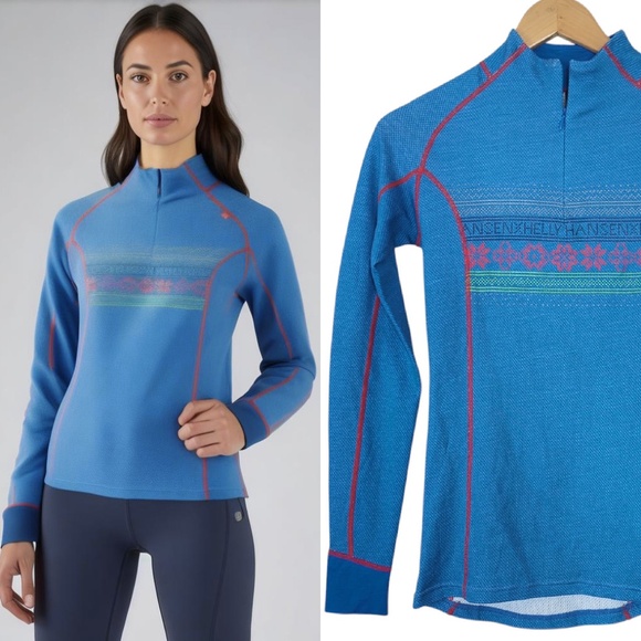 Helly Hansen Merino 1/2 Zip Base Layer Long Sleeve Thermal Shirt - Picture 1 of 9
